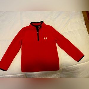 Boys under armor long sleeve fleece pull over red size 5